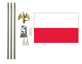 3'x5' Poland Polyester Flag with 6' Flagpole Kit