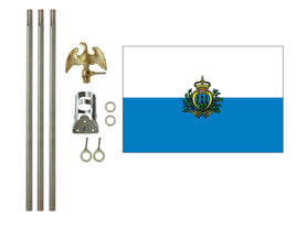 3'x5' San Marino Polyester Flag with 6' Flagpole Kit