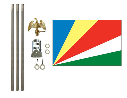 3'x5' Seychelles Polyester Flag with 6' Flagpole Kit