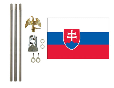 3'x5' Slovakia Polyester Flag with 6' Flagpole Kit