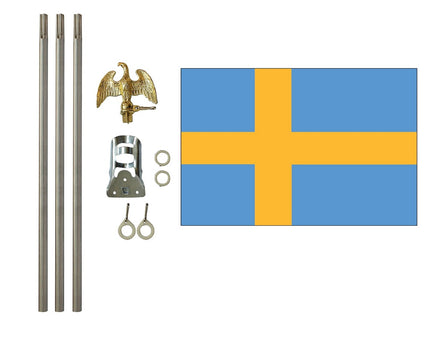 3'x5' Sweden Polyester Flag with 6' Flagpole Kit