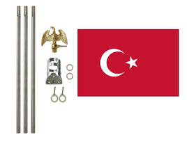 3'x5' Turkey Polyester Flag with 6' Flagpole Kit