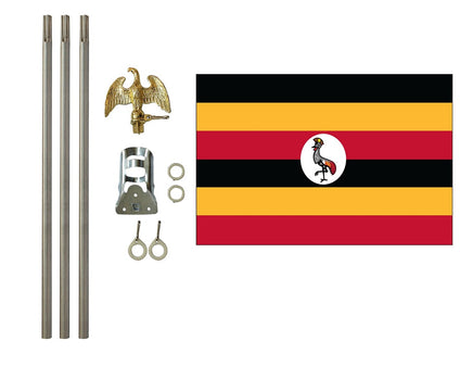 3'x5' Uganda Polyester Flag with 6' Flagpole Kit