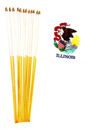 Illinois 12"x18" Stick Flag