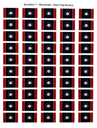 Mississippi State Flag Stickers - 50 per sheet - New Design