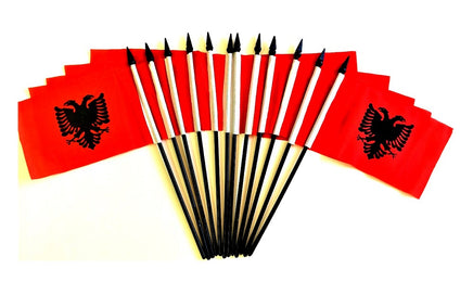 Albania Polyester Miniature Flags - 12 Pack