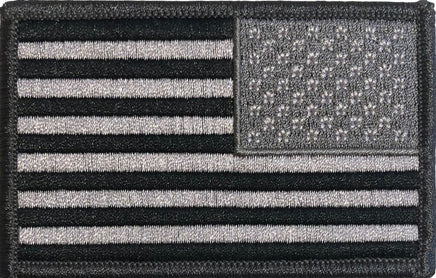 American Flag Patch - Black/Silver - Right Hand