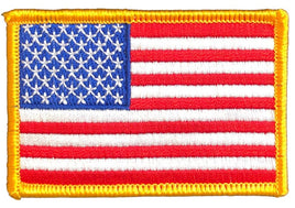 American Flag Patch - Gold Border - Left Hand - Hook backing