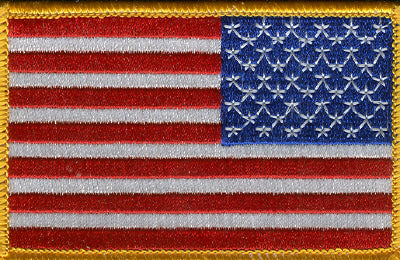 American Flag Patch - Gold Border - Right Hand