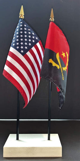 Angola and US Flag Desk Set