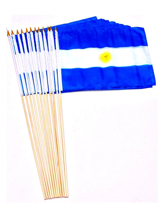 Argentina Polyester Stick Flag - 12"x18" - 12 flags