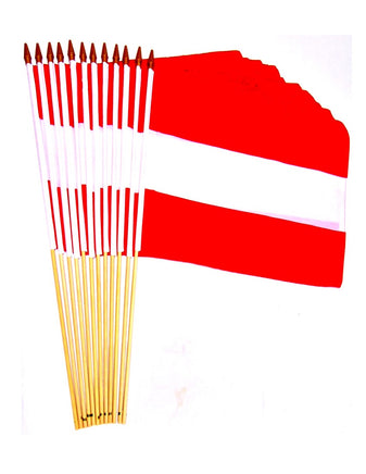 Austria Polyester Stick Flag - 12"x18" - 12 flags