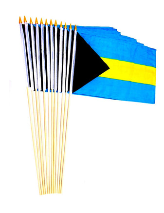 Bahamas Polyester Stick Flag - 12"x18" - 12 flags