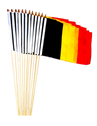 Belgium Polyester Stick Flag - 12"x18" - 12 flags