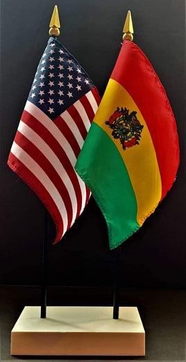 Bolivia and US Flag Desk Set