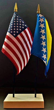 Bosnia and US Flag Desk Set