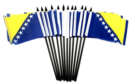 Bosnia & Herzegovina Polyester Miniature Flags - 12 Pack