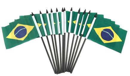 Brazil Polyester Miniature Flags - 12 Pack