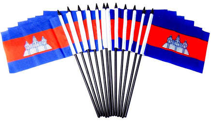 Cambodia Polyester Miniature Flags - 12 Pack