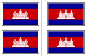 Cambodian Flag Stickers - 50 per sheet