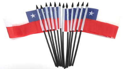 Chile Polyester Miniature Flags - 12 Pack