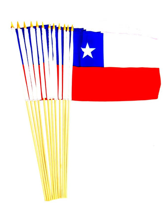 Chile Polyester Stick Flag - 12"x18" - 12 flags