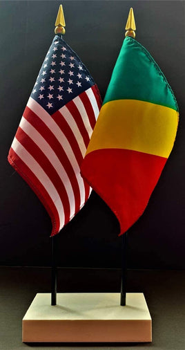 Congo, Republic and US Flag Desk Set