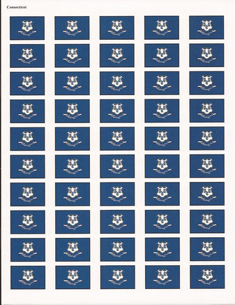 Connecticut State Flag Stickers - 50 per sheet
