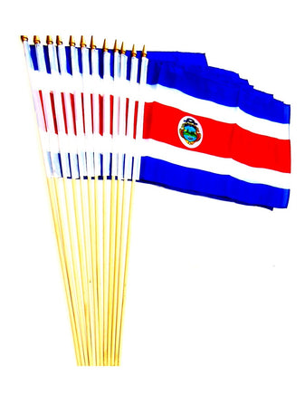 Costa Rica Polyester Stick Flag - 12"x18" - 12 flags