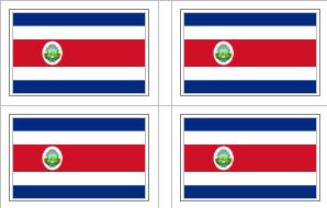 Costa Rican Flag Stickers - 50 per sheet