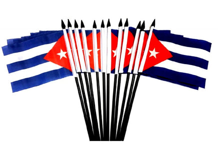 Cuba Polyester Miniature Flags - 12 Pack