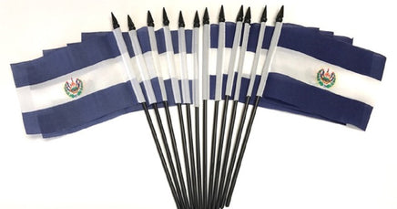 El Salvador Polyester Miniature Flags - 12 Pack