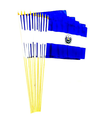 El Salvador Polyester Stick Flag - 12"x18" -12 flags