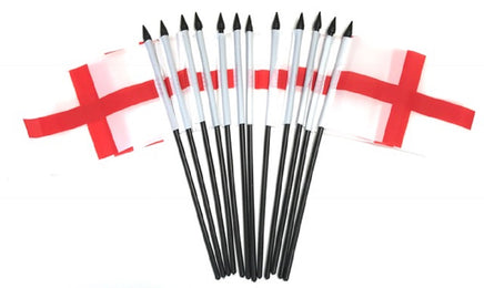England St. George Cross Polyester Miniature Flags - 12 Pack
