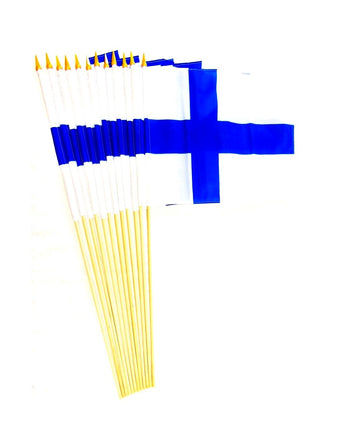 Finland Polyester Stick Flag - 12"x18" - 12 flags