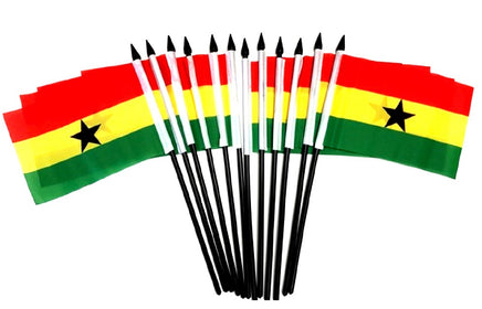 Ghana Polyester Miniature Flags - 12 Pack