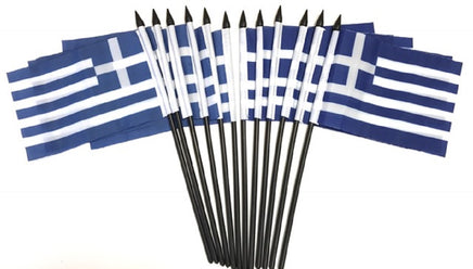 Greece Polyester Miniature Flags - 12 Pack
