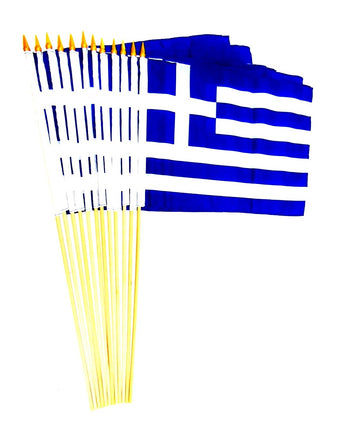 Greece Polyester Stick Flag - 12"x18" - 12 flags