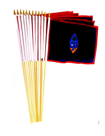 12 Guam Polyester Stick Flag 12"x18"