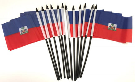 Haiti Polyester Miniature Flags - 12 Pack