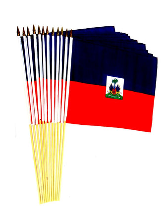 Haiti Polyester Stick Flag - 12"x18" - 12 flags
