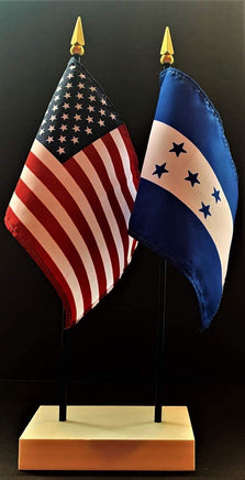 Honduras and US Flag Desk Set