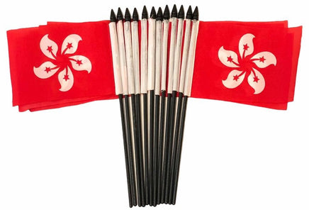 Hong Kong Polyester Miniature Flags - 12 Pack