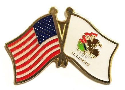 Illinois State Flag Lapel Pin - Double