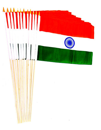 India Polyester Stick Flag - 12"x18" - 12 flags