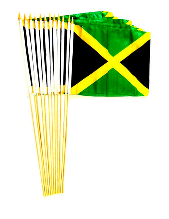 Jamaica Polyester Stick Flag - 12"x18" - 12 flags