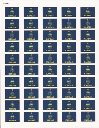 Kansas State Flag Stickers - 50 per sheet