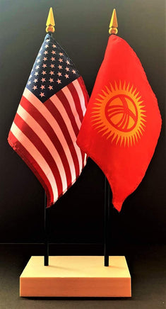 Kyrgyzstan and US Flag Desk Set