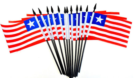 Liberia Polyester Miniature Flags - 12 Pack