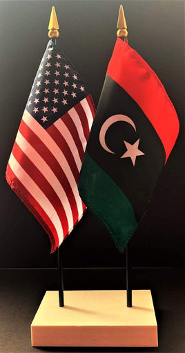 Libya and US Flag Desk Set